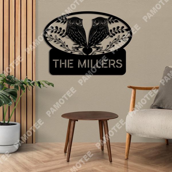 Custom Two Owls Metal Sign, Christmas Gift For Owl Lovers, Metal Laser - Image 2